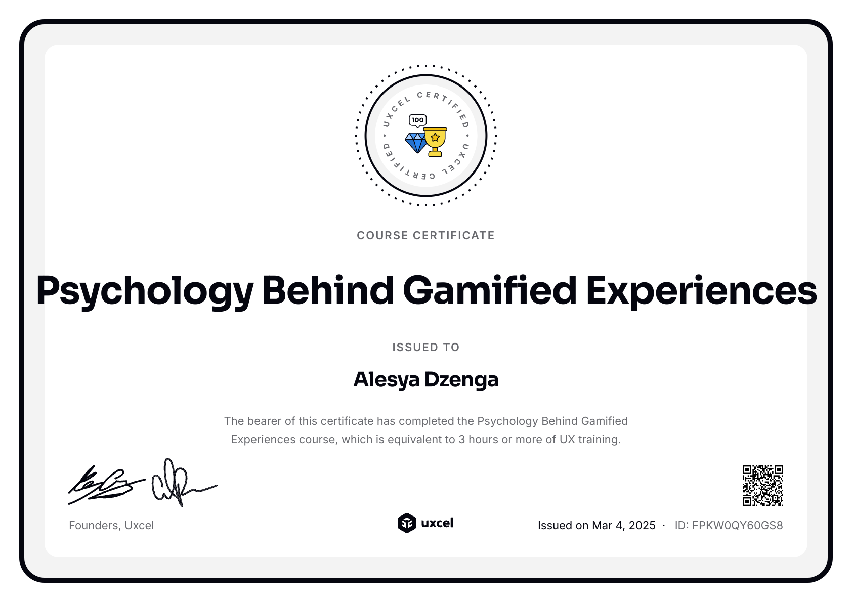 Psychology Behind Gamified Experiences Certificate